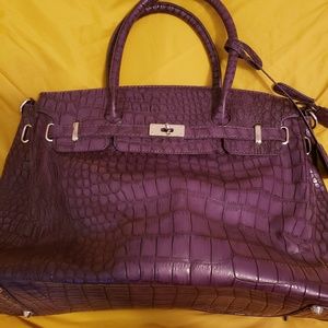 Purple Faux Crocodile Purse
